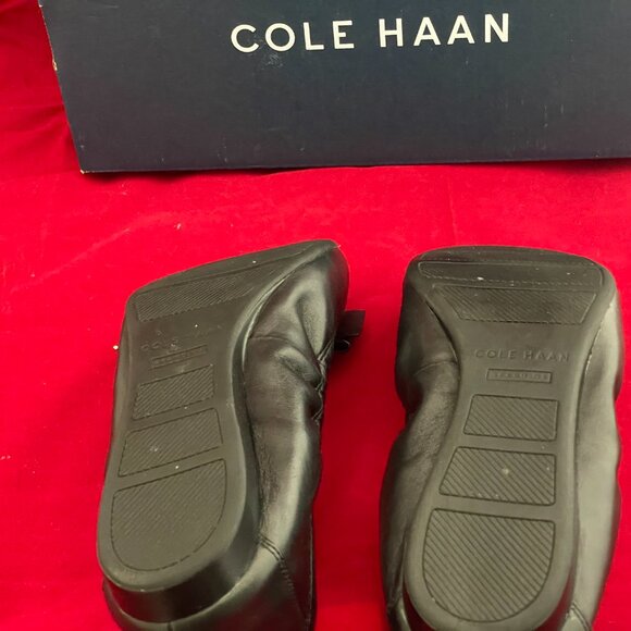 Cole Haan Black Leather Ballerina Flats with Gold detail - Picture 3 of 7